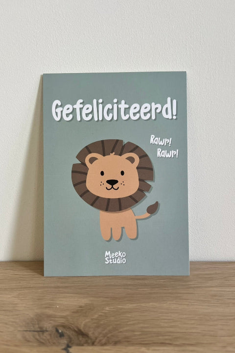 Kaartje | Gefeliciteerd | Leeuw