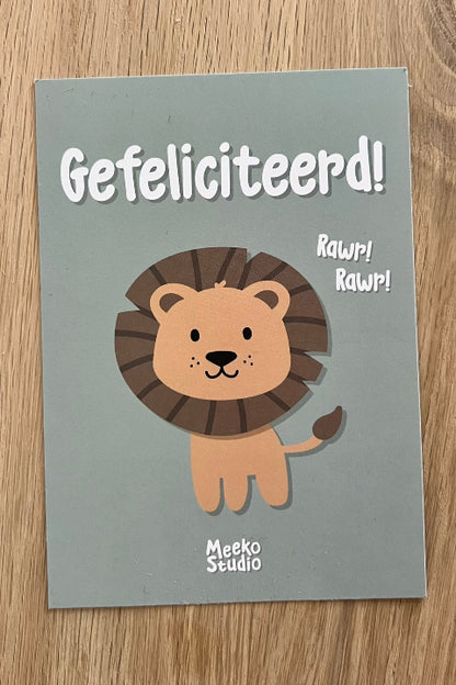 Kaartje | Gefeliciteerd | Leeuw