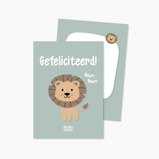 Kaartje | Gefeliciteerd | Leeuw